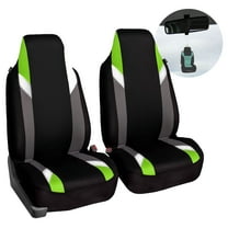 FH Group Supreme Modernistic Flat Cloth Car Seat Cover, Universal Green Front Set Seat Cover with Air Freshener