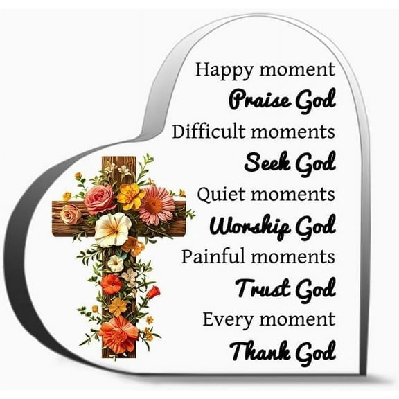 Christian Gifts Religious Gifts Scripture Gifts For Women Inspirational Gifts With Bible Verse Plaque Desk Decor Thank You Gifts For Women Men, Decoration Heart Shape Acrylic Sign Gift,4x4 inch