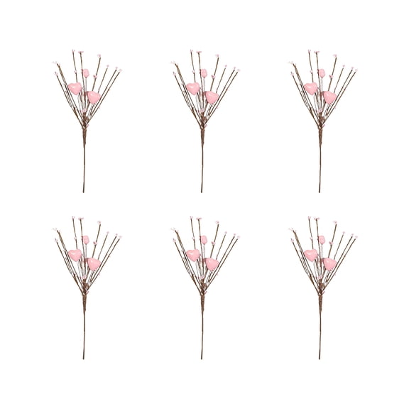 6 Piece Red & Pink Berry Decorative Twig Branches For Valentine's Day Qixi Festival Dining Room Table Centerpieces Party Event Home Decor Accents