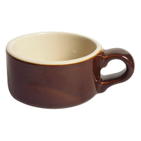 Tuxton China B1M-1204 Soup Mug with Handle - Caramel-Eggshell - 2 Dozen