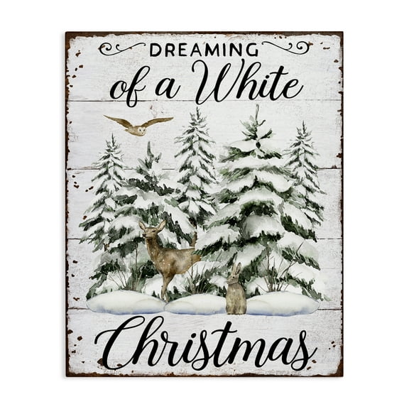 Stupell Industries White Christmas Forest Holiday Painting Gallery Wrapped Canvas Art Prints Wall Art, 16 x 20