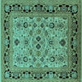 thumbnail image 1 of Ahgly Company Indoor Square Oriental Turquoise Blue Industrial Area Rugs, 3' Square, 1 of 4