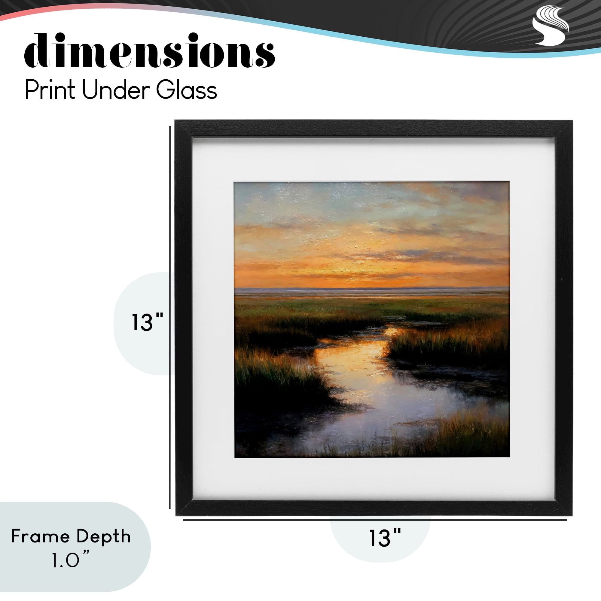 Stupell Industries Warm Marshland Sunset Black Framed Print Under Glass, design by Petal Prints Design