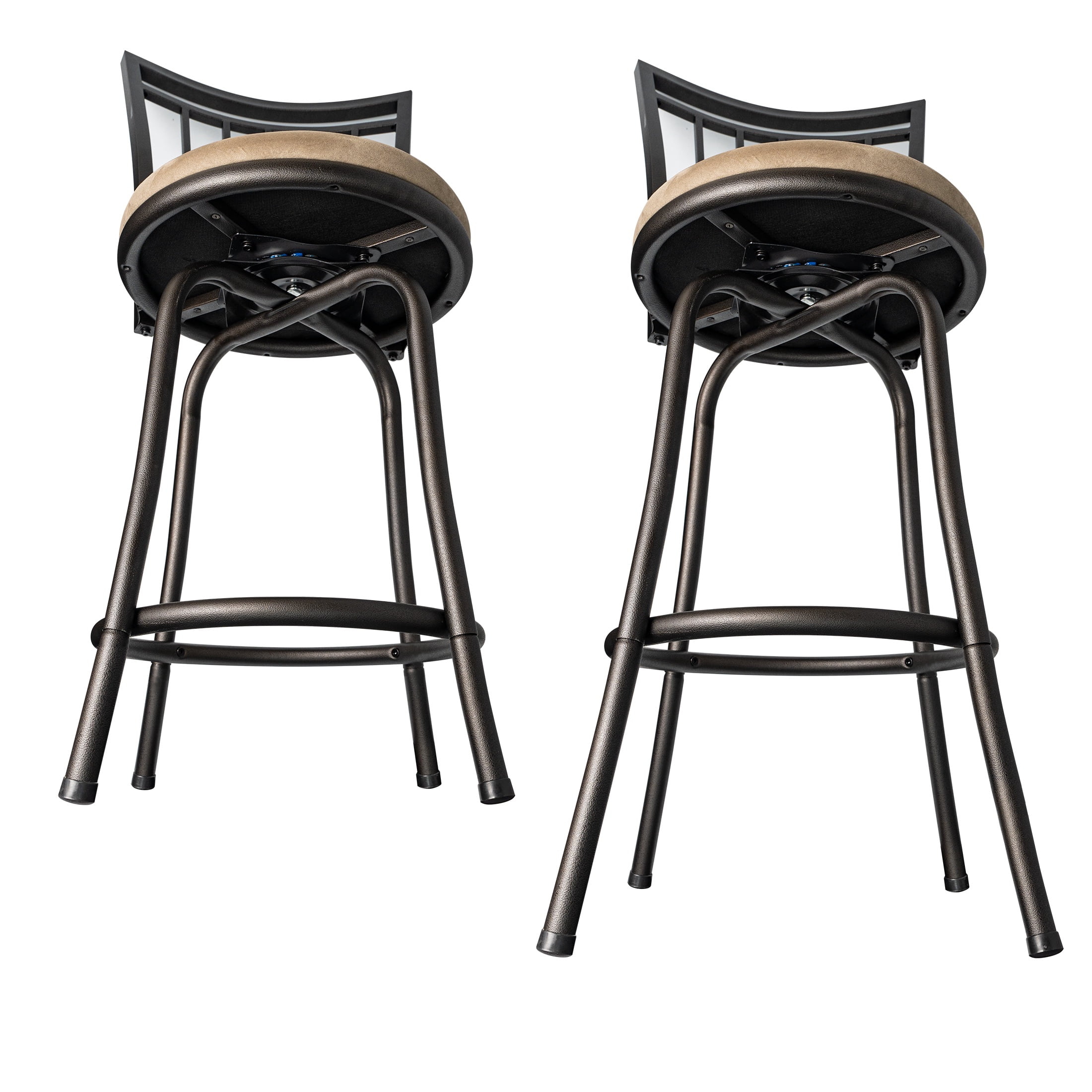 Azalea Park Metal Swivel and Adjustable Height Bar Stools, Tan