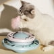 thumbnail image 3 of Tocadiscos para gatos, juguete interactivo, divertido, circular, con plumas, juguetes para gatos, gatitos, color morado y azul, 3 of 5