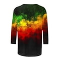 thumbnail image 5 of LYEAA Women Afrocentric Print Tops 3/4 Sleeve Round Neck Cotton Shirt Loose Fit Casual Cultural Celebration Black History Outfit Multicolor S, 5 of 5