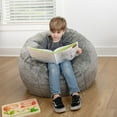 thumbnail image 3 of BizChair Small Gray Furry Refillable Bean Bag Chair for Kids and Teens, 3 of 9