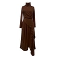 thumbnail image 6 of SONXAHE Asymmetric Wrap Maxi Dress for Women Turtleneck Long Sleeve Formal Daily Flared Long Gown, 6 of 6