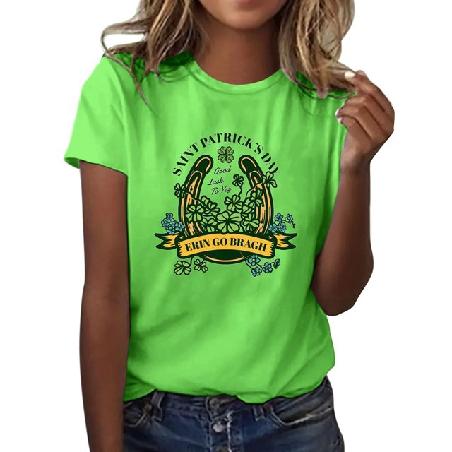 TSADFHJI T-Shirts pour Femmes Coupe Ample Plus Mode Décontractée Imprimée Col Rond Manches Courtes Chandail TG Vert