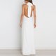 thumbnail image 5 of Vestido largo de verano para mujer, cuello halter cruzado, sin mangas, color sólido, recortado, sin espalda, fluido, línea A Pompotops ghjkhdj4017, 5 of 7