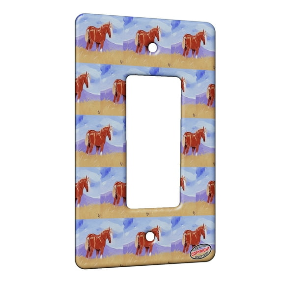 KuzmarK™ 1 Gang Rocker Wall Plate - Belgian Draft Horse High Western Plains Horse Modern Art by Denise Every