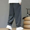 thumbnail image 6 of Plebaso Men's Corduroy Pants Drawstring Elastic Waist Casual Pants Loose Vintage Long Trousers for Men, 6 of 9