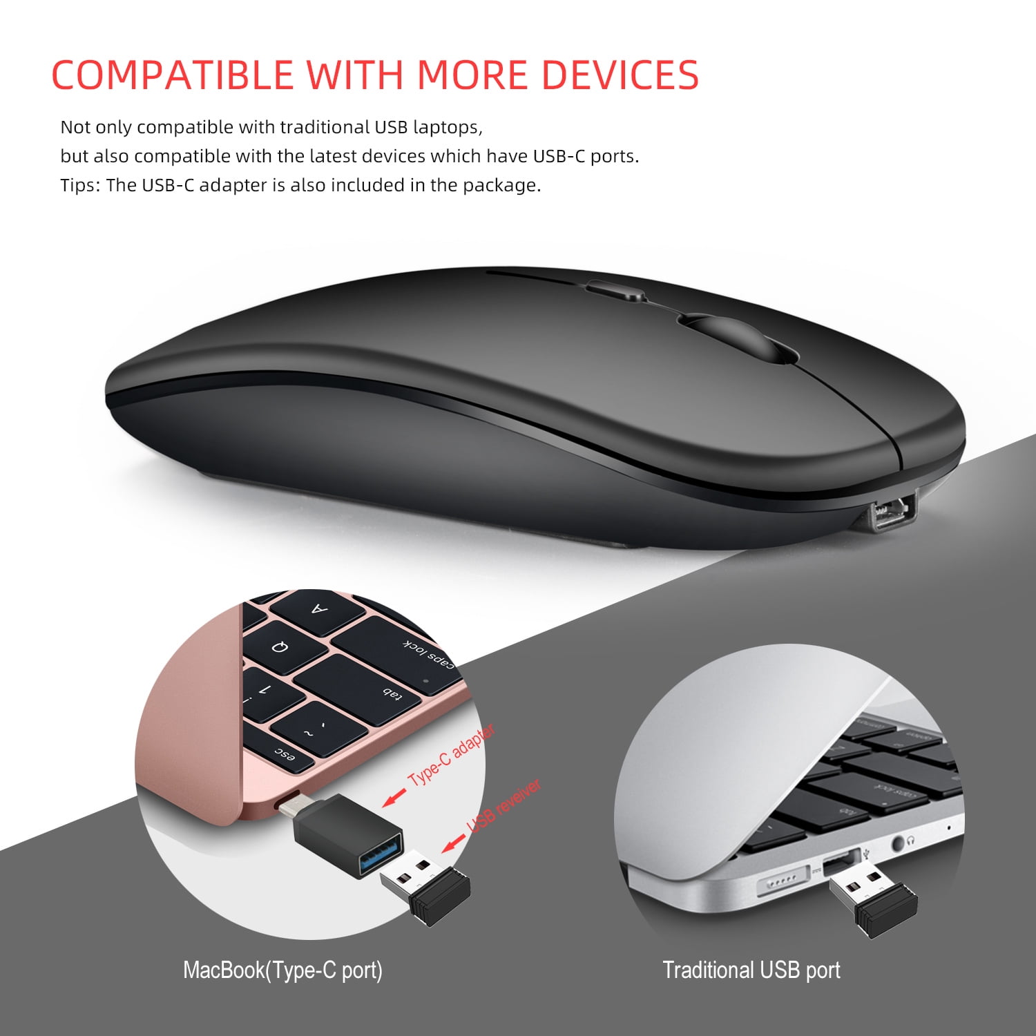 2.4G Wireless Mute Computer Mouse for PC Laptop Silver RONSHIN Dual Mode Bluetooth 4.0 2.4G Wireless Mute Computer Mouse for PC Laptop Silver RONSHIN Dual Mode Bluetooth 4.0