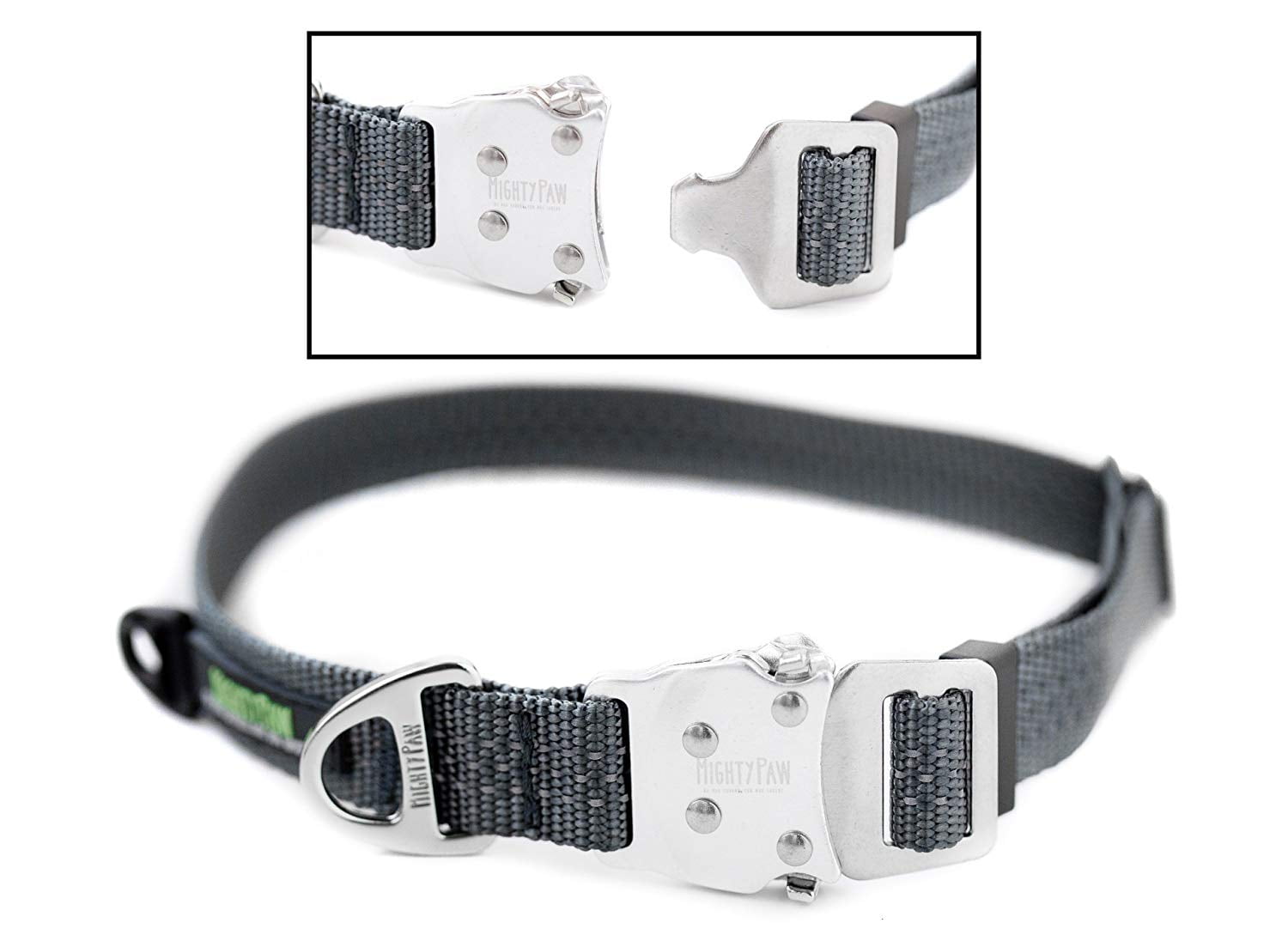 Mighty Paw Metal Buckle Dog Collar All Metal Hardware, Reflective Pet