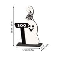 thumbnail image 3 of Decor Figurine Smiling Ghost Pumpkin Wooden Halloween Tabletop Sign 1 Piece for Indoor Mantel Shelf Home Party Display, 3 of 7