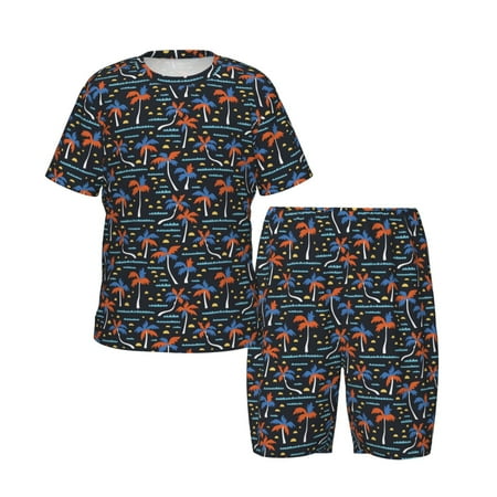 Boys Girls Pajamas Sets for Kids  Summer Hawaii Tree Toddler Sleepwear Lounge Short Sleeve PJ Set 2 Pcs