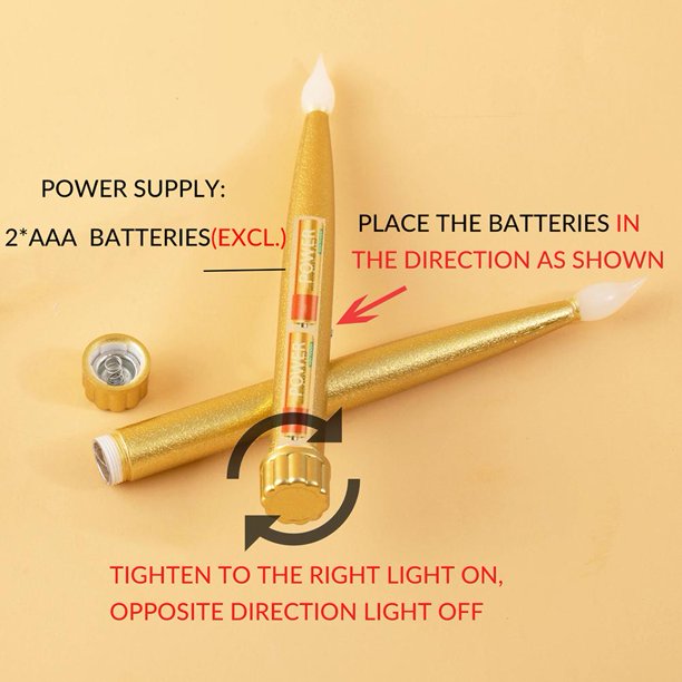 Lámpara de vela parpadeante sin llama electrónica LED de luz de vela larga de Navidad de 2 uds