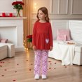 thumbnail image 6 of Cdudpw Toddler Girl Clothes Girls Fall Outfits Kids Clothing Winter Long Sleeves Ruffle Hems Top Pant Set 3-8T(Y210-Red), 6 of 8