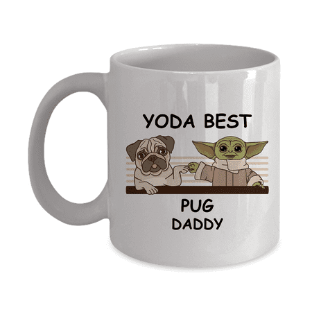 

Yoda Best Pug Papa - Novelty Gift Mugs for Dog Lovers - Co-Workers Birthday Present Anniversary Valentines Special Occasion Dads Moms Family Christmas - 11oz Funny Coffee Mug