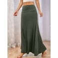 thumbnail image 2 of Women'S Casual Mid Long Skirts Stretchy Ultra-Soft Flowy Maxi Formal Skirts High Waist Lounge Skirts  Green XL, 2 of 5