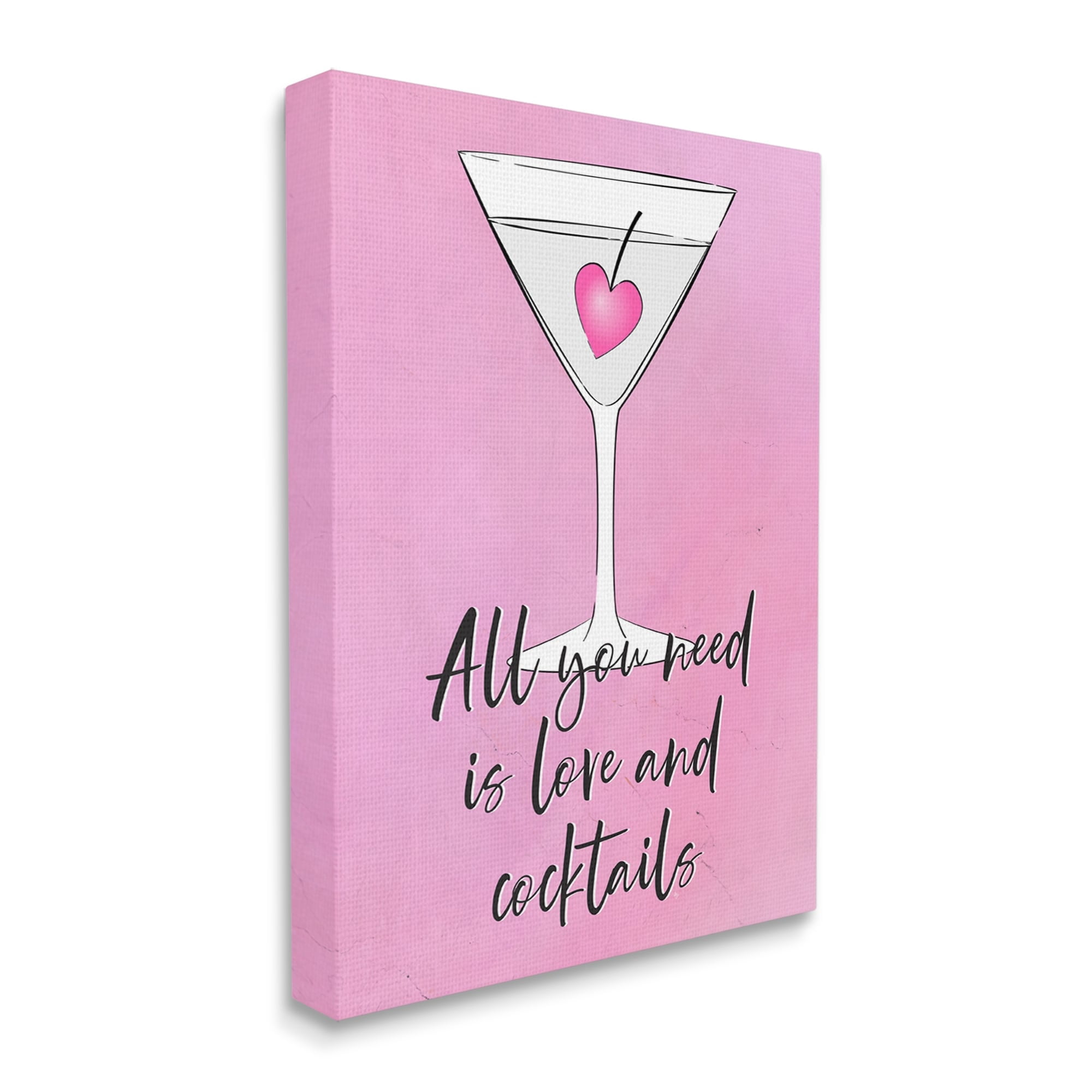 Stupell Industries Love & Cocktails Pink Martini Religious Painting Gallery Wrapped Canvas Print Wall Art