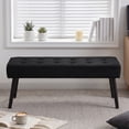 thumbnail image 4 of Pekko Home 44” Entryway Bench, Velvet Upholstered End of Bed Bench with Wooden Legs & Tufted Buttons for Living Room, Hallway, Black, 4 of 8