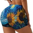 thumbnail image 2 of Kdxio Starry Night Sunflower Field Print Workout Shorts for Women Seamless Soft Smooth Gym Yoga Scrunch Active Shorts, 2 of 5