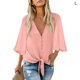 thumbnail image 1 of Sonducket Camisa de mujer Color sólido Manga larga Botón Solapa Blusa casual Prendas para la parte del cuerpo Rosa L, 1 of 4