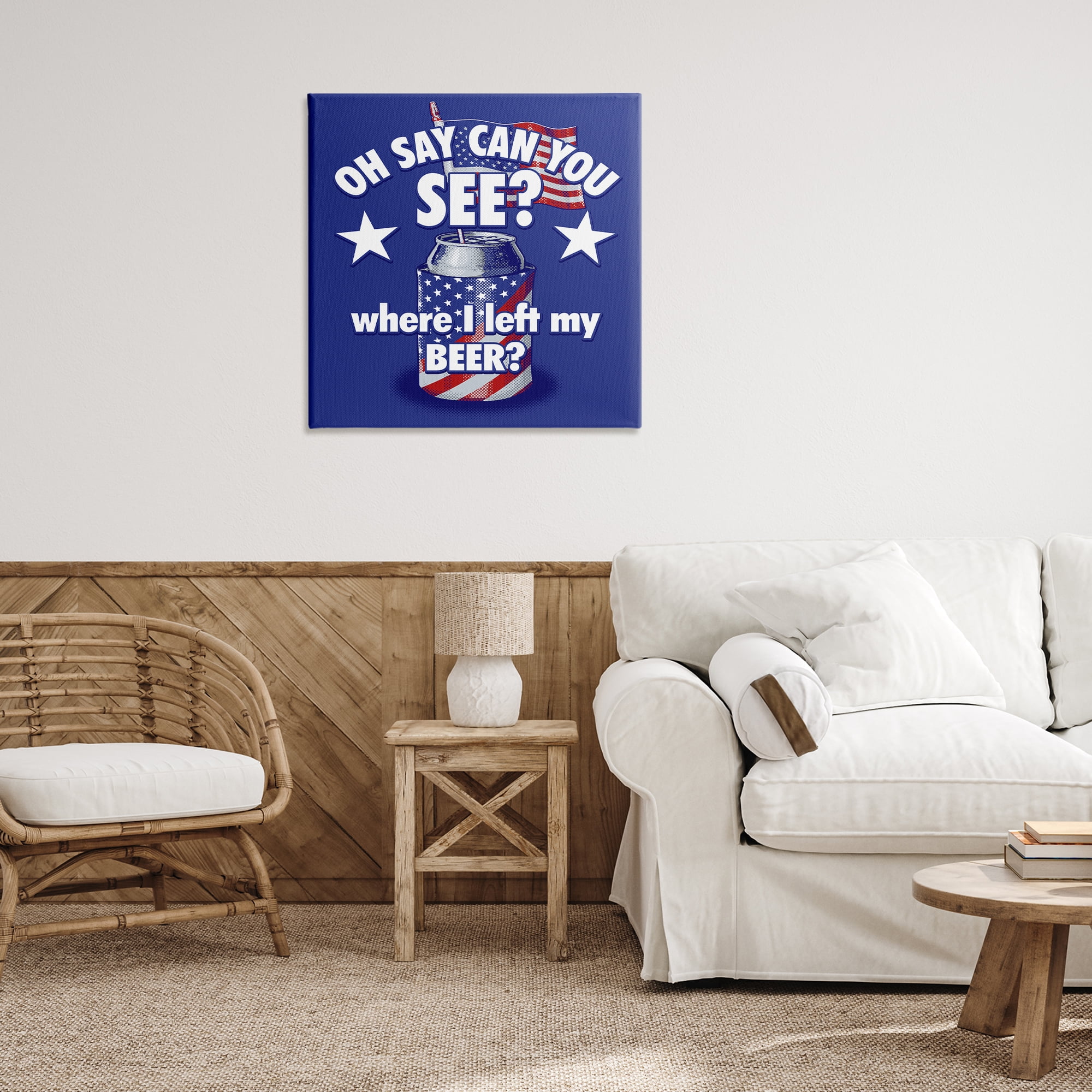 Stupell Industries Funny Patriotic Beer Patriotic Painting Wrapped Canvas Art Print Wall Art, 30 x 30
