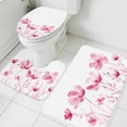 thumbnail image 3 of Pink Flowers Bath Mat 3 Piece Bathroom Rug Set, Vintage White Floral Plant Herb Botanical Non Slip Bath Rug Contour Mat and Toilet Lid Cover, Absorbent Shower Mats Soft Bath Rugs and Mats Sets, 3 of 8