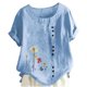 thumbnail image 1 of Fiudx Ofertas de La Semana Camiseta de Verano con Cuello Redondo y Manga Corta para Mujer, Informal, con Botones Impresos, 1 of 3