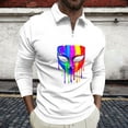 thumbnail image 2 of LMOIPLI Men's Mardi Gras Shirts Long Sleeve Dress Shirt Casual 1/4 Zip Lapel Shirts Party Carnival Printed Outfits Top White M, 2 of 5