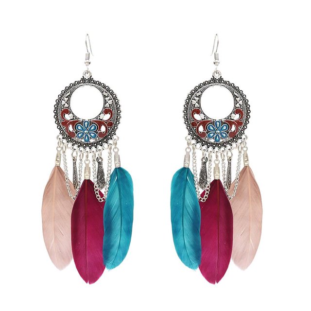 de Las Mujeres Hechas a La Cuelga Los Pendientes Marrones Cuelga La Joyería de oreja , # 1 Muliti-Color Yinane Pendiente borla de Bohemia