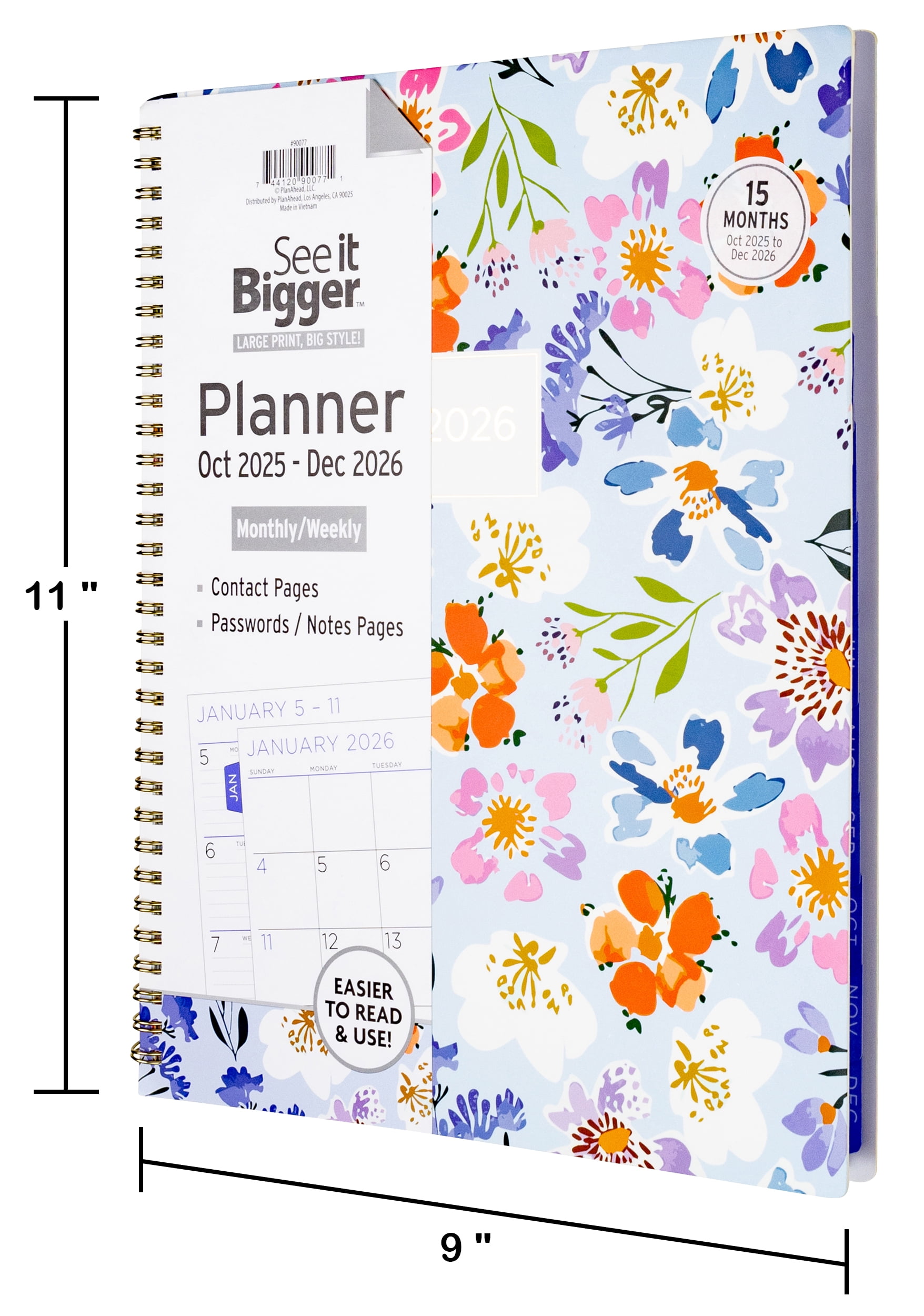 See&nbsp;it Bigger&nbsp;15-Month Monthly&nbsp;Weekly&nbsp;Planner Large&nbsp;9″x 11" October&nbsp;2025 -December&nbsp;2026
