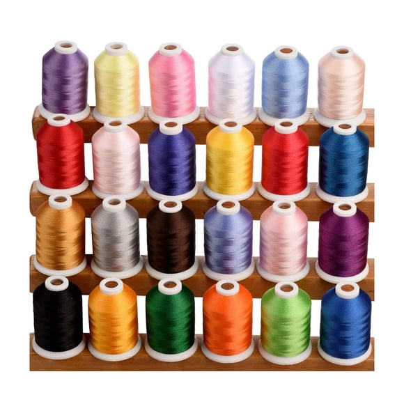 Simthread Bobine de 1100 Yards 24 Couleurs Assorties Fil de Machine à Broder Trilobal en Polyester pour Designs Spéciaux sur la Plupart des Machines à Broder à la Maison Ou Commerciales 24C01