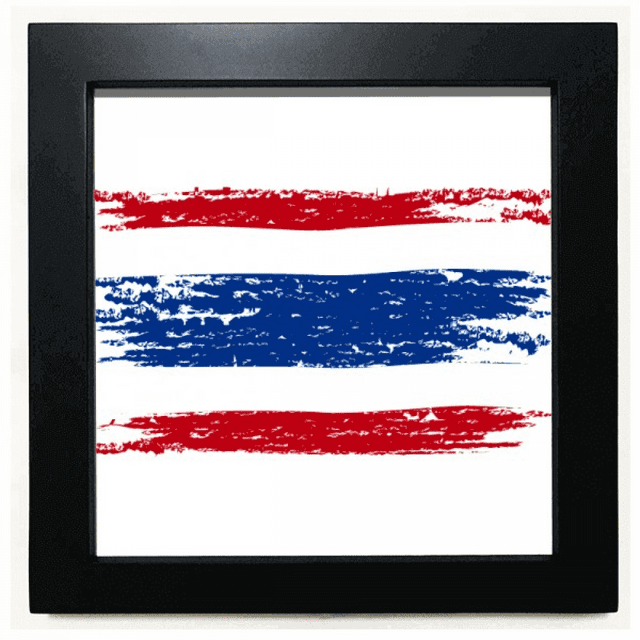 Watercolor Drawing Thailand Flag Illustration Black Square Frame Picture Wall Tabletop