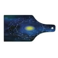 thumbnail image 2 of Constellation Cutting Board, Illustration of Zodiac Signs in Geometric Circle Horoscopes Sun, Tempered Glass Cutting and Serving Board, Wine Bottle Shape, Pale Blue Indigo Yellow, by Ambesonne, 2 of 5