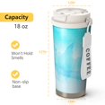 thumbnail image 4 of 18oz Travel Coffee Mug, 316 Stainless Steel Vacuum Insulated Tumbler with 2-in-1 Straw Lid & Strap, Ice Crystal Print, 4 of 6