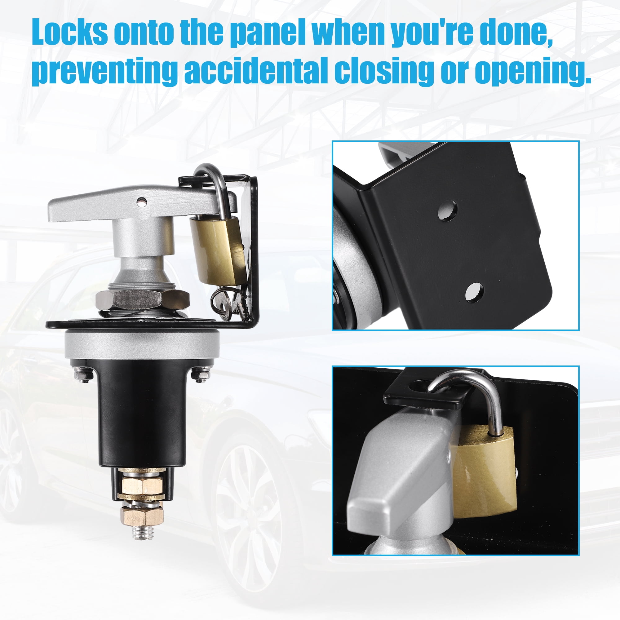 Unique Bargains 1 Set Universal 500A 12V Battery Disconnect Switch W/ Lockout Plate for Car Auto RV Boat