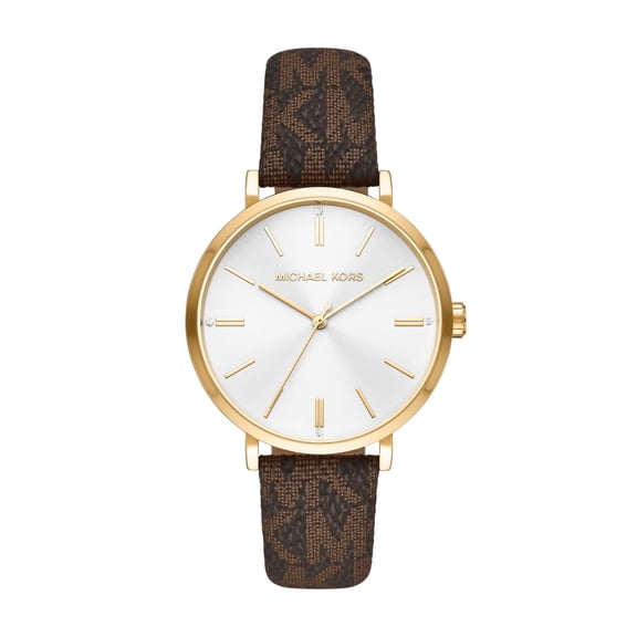 Michael Kors MK2945 Addyson Silver Dial Brown PVC Strap Womens Watch