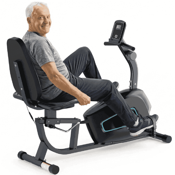 Naipo Recumbent Exercise Bike 8Level Adjustable Resistance Stationary Indoor Cycling Bike with Heart Rate and LCD Monitor for Home Gym Workout 300lbs