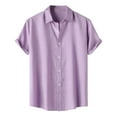 thumbnail image 1 of Fashion Summer Men's Short Sleeve Solid Lapel Shirt - Simple Style for Beach, Daily & All Seasons, 1 of 6