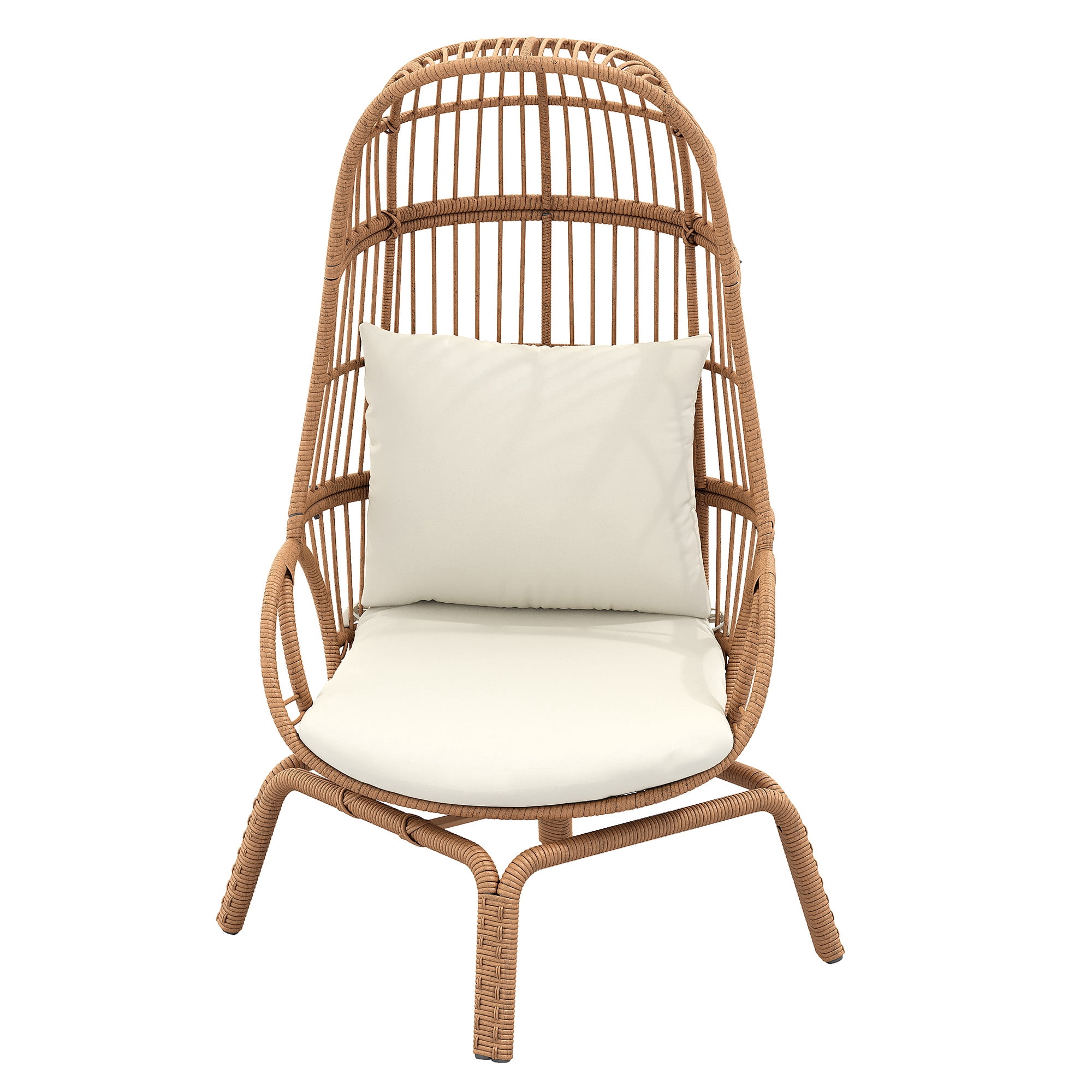 Uforic 360-degree Swivel Patio Egg Chair, Outdoor Lounge Chair with Cushion - Beige