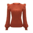 thumbnail image 3 of MESSUEN Crew Neck Sweater for Women Ruffle Tops for Women Pull Over Sweaters Womens Basic Tank Top Summer Shirts for Women Tops for Women Womens Fall Sweaters Orange M, 3 of 5