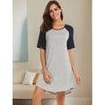 thumbnail image 2 of Ekouaer Womens, Nightgown Nightshirt, Short Sleeve, Raglan Sleepshirt, Boyfriend Style Sleepwear Light Gray L, 2 of 6