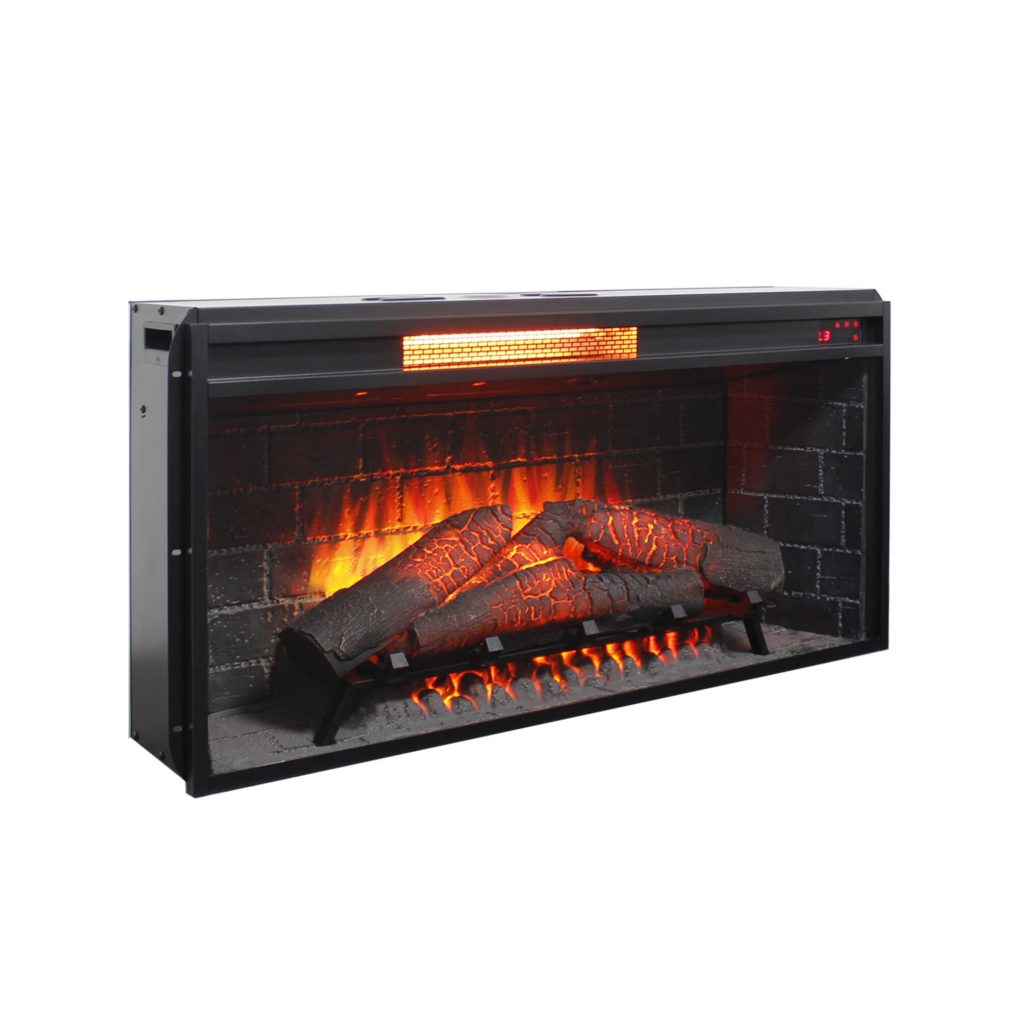 Electric Indoor Fireplaces, 36 inch Infrared Electric Fireplace with Removable Trim kit Insert, Touch Panel Home Decor Heater, Antique Black Indoor Fireplaces,Fireplace Tools Set