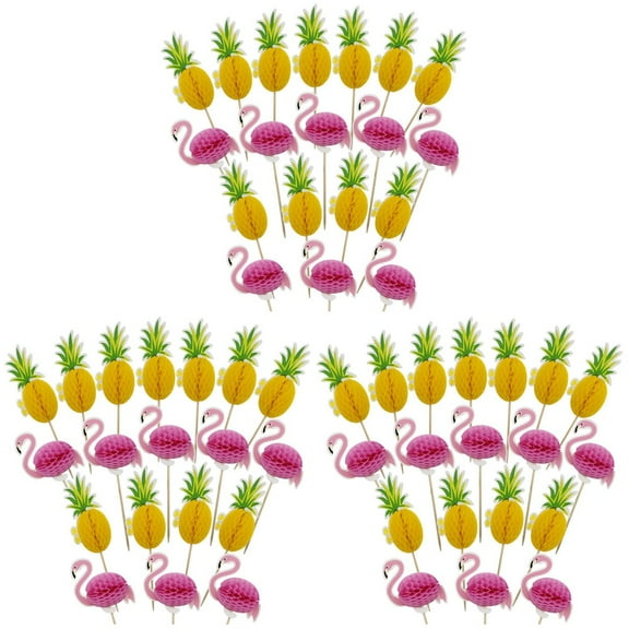 Worgeous 57 pcs  Lovely Flamingo Toppers Creative Pineapple Toppers Hawaii Theme Toppers