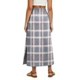 thumbnail image 6 of Women Plaid Print Long Skirts Summer Drawstring Waist Slimming Beach Elastic High Waisted Casual Maxi Skirts Light 2XL, 6 of 6