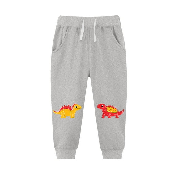 Cethrio Boys Graphic Sweatpants Size 8, Drawstring Elastic Waist Running Warm Jogger Pants Gray