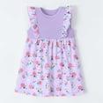 thumbnail image 4 of Girls Summer Dress Floral Ruffle Sleeve Swing Flowy Dresses A-line Sundress for Girls Casual Beach Wedding Dress Purple 2-3 Years, 4 of 7